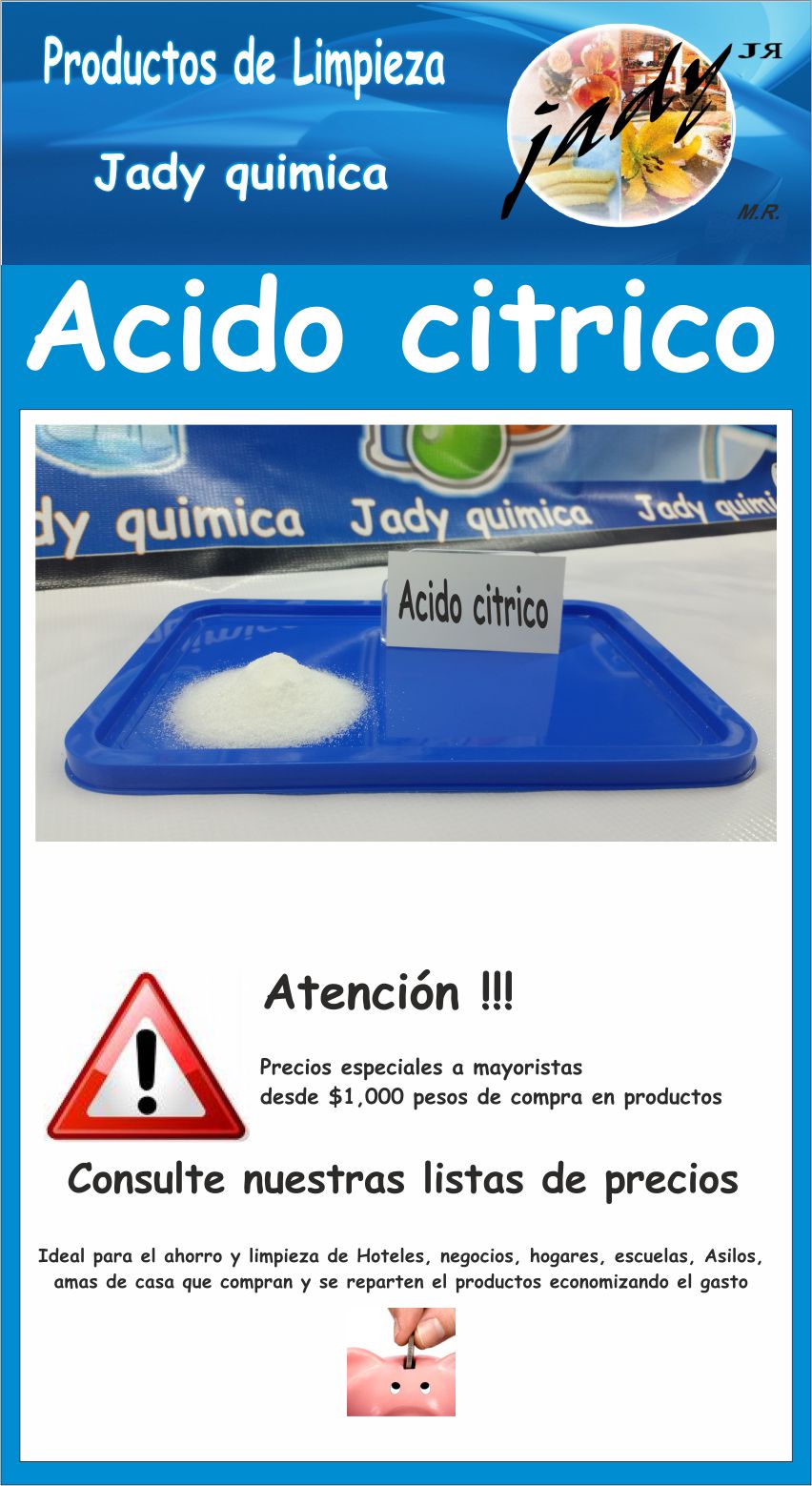 Acido Citrico (Polvo) PQ-1k - Productos de limpieza Jady quimica